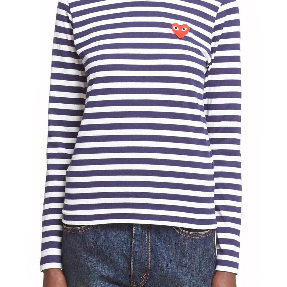 Comme de Garçons PLAY striped crew neck top